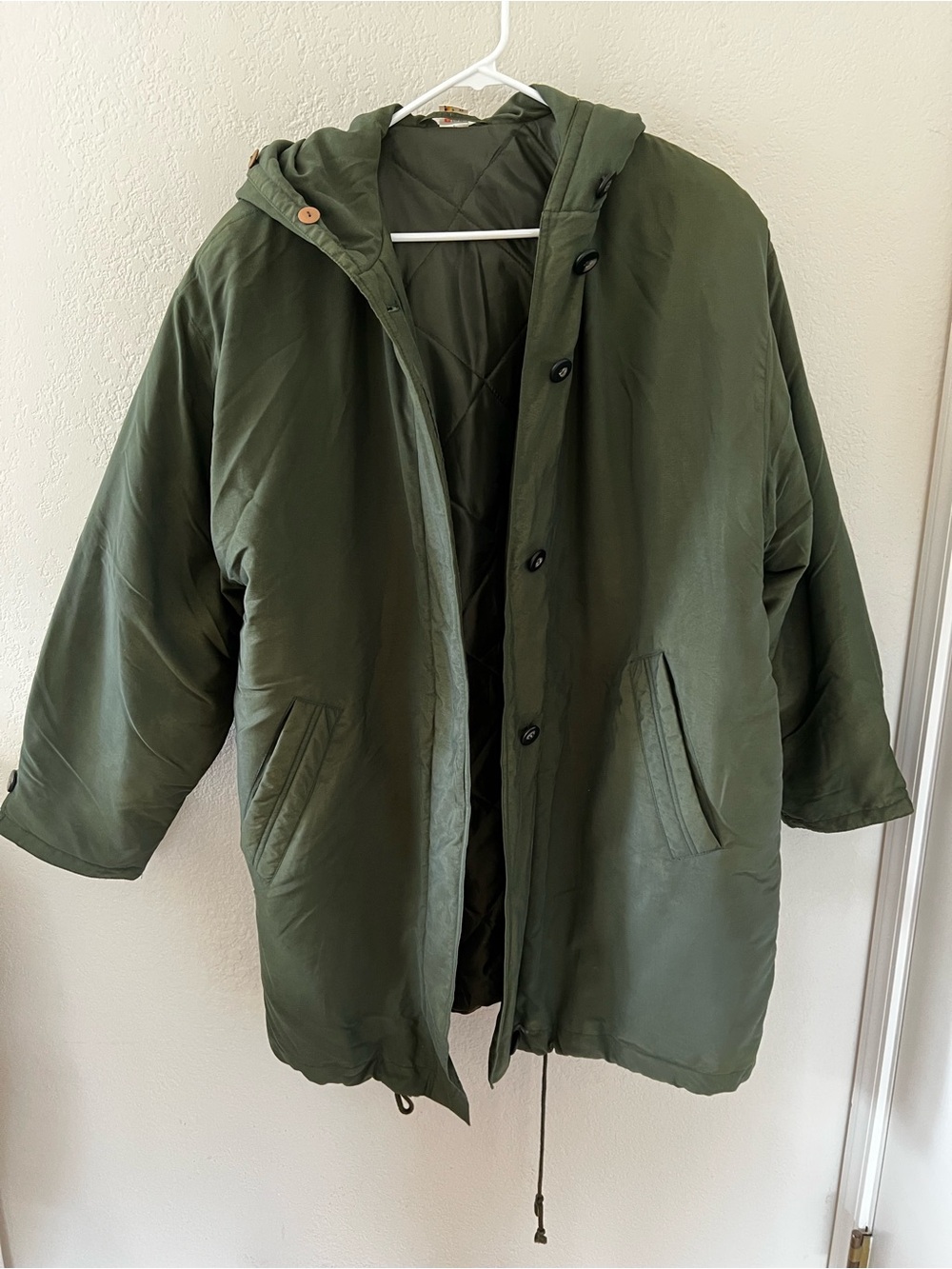 Olive Green Hooded Down Jacket Size 12